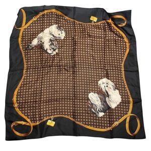 Vtg Echo New York Womens Silk Lhasa Apso Dog Scarf 36”x36” Old Money Heritage